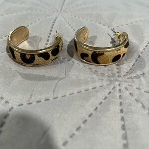 Leopard Print Gold Hoop Earrings